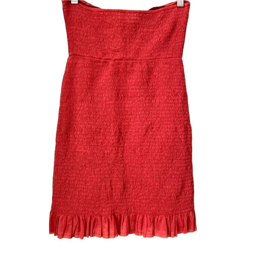 Free People Intimately Shirred Smocked Mini Halter Dress in Rust Orange Size S
